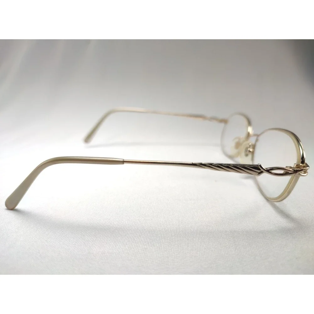 Seiko T095 Titanium Oval Eyeglass Frames Gold Filigree Japan 52-17-135